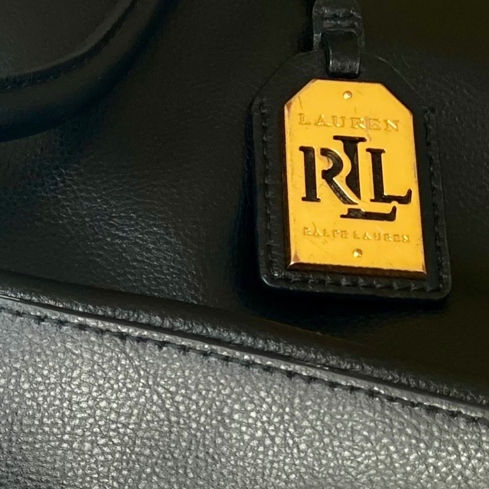 Ralph Lauren Large Black Vintage Pebbled Leather Lauren Bag - Picture 9 of 16